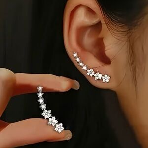 Elegant Silver Floral Earrings